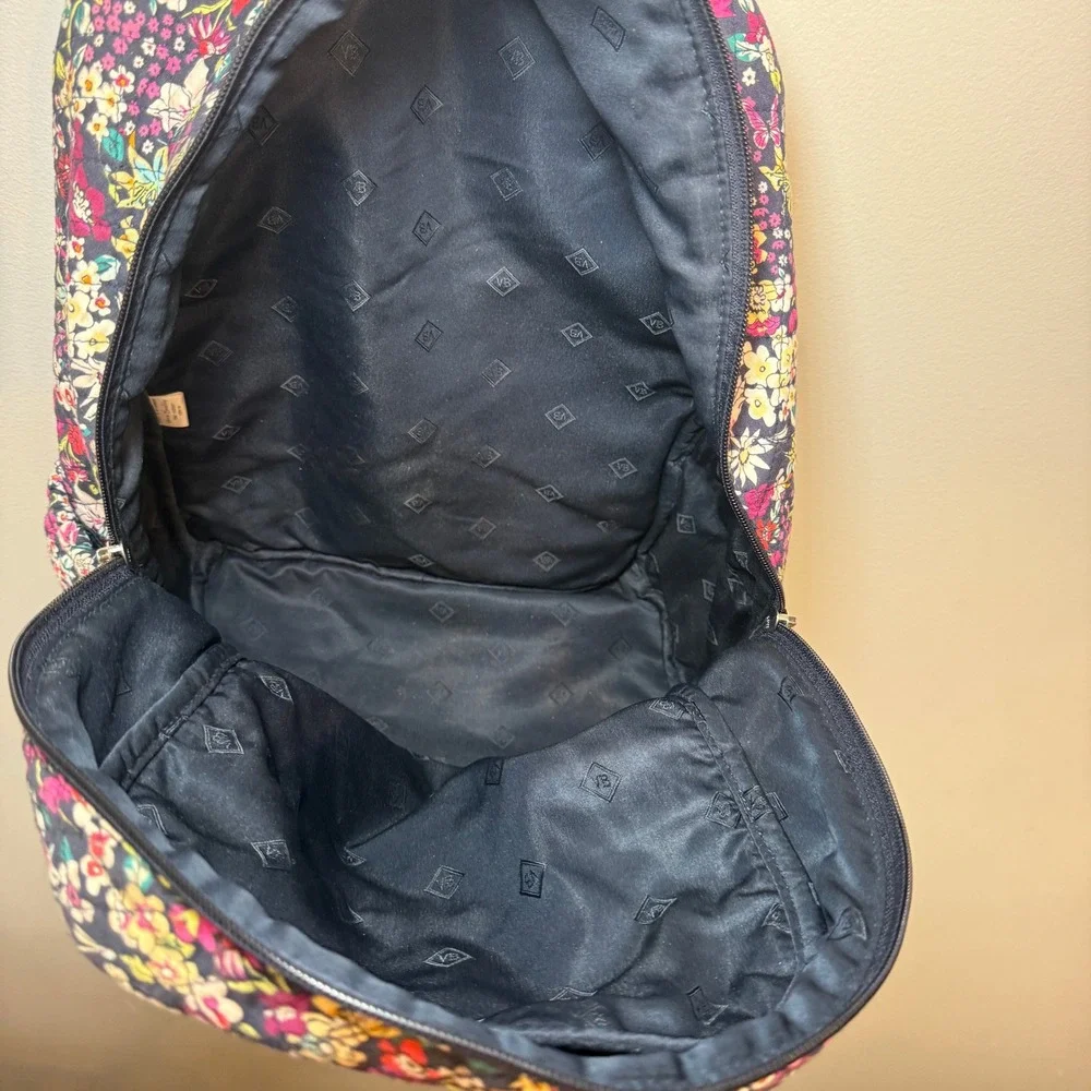 Vera Bradley Quilted Floral Print Backpack Navy Multicolor Travel